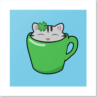 St Patrick's day cat Posters and Art